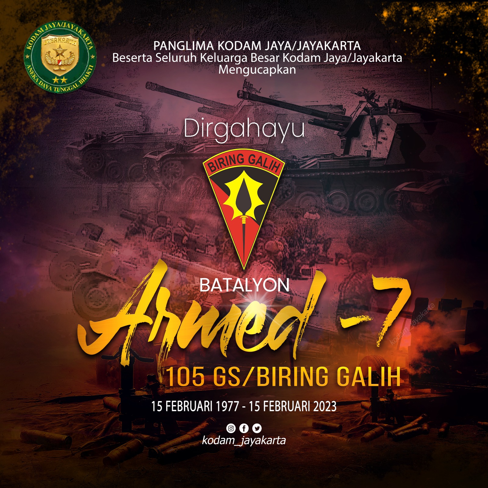 Dirgahayu Batalyon Armed-7 105 GS/Biring Galih