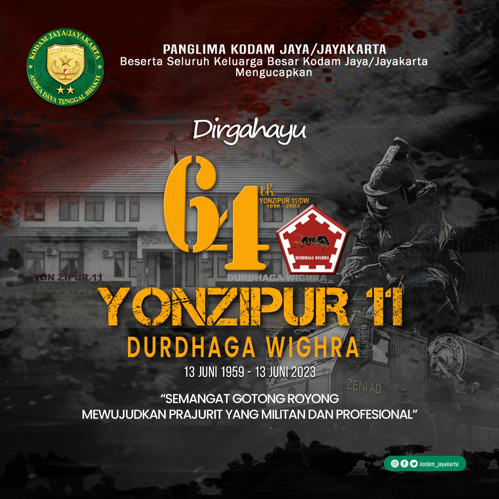 Dirgahayu ke-64 Yonzipur 11/Durdhaga Wighra