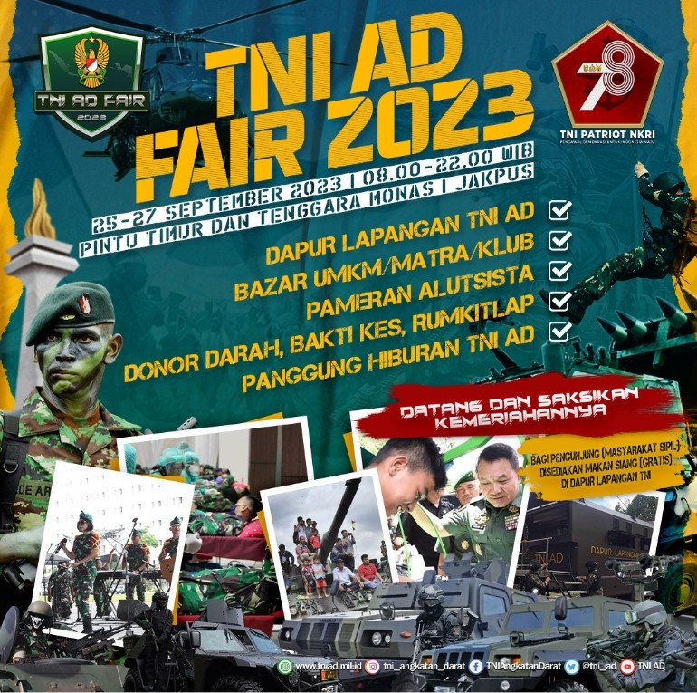 Datang dan Saksikan Kemeriahannya !!!  TNI AD FAIR 2023