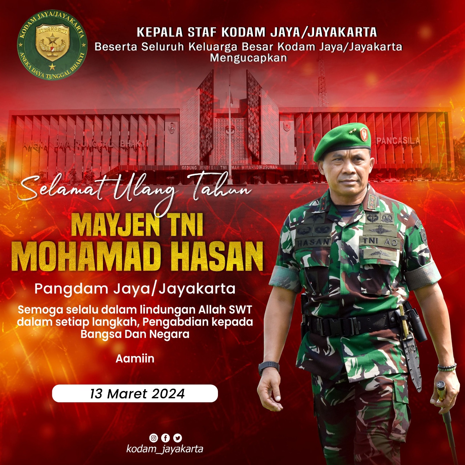 Selamat Ulang Tahun Pangdam Jaya/Jayakarta - Mayjen TNI Mohamad Hasan