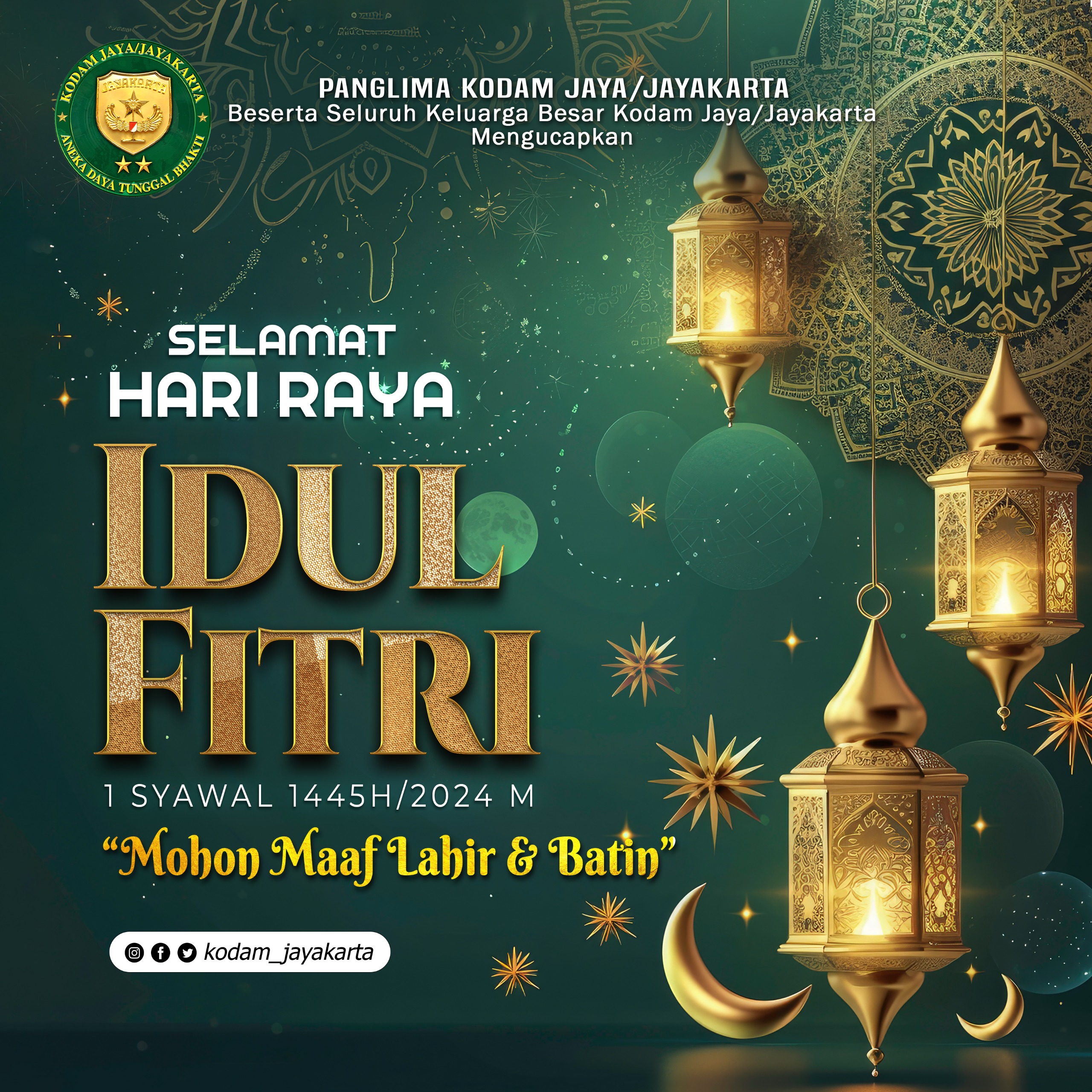 Pangdam Jaya Mengucapkan Selamat Hari Raya Idul Fitri 1445 H
