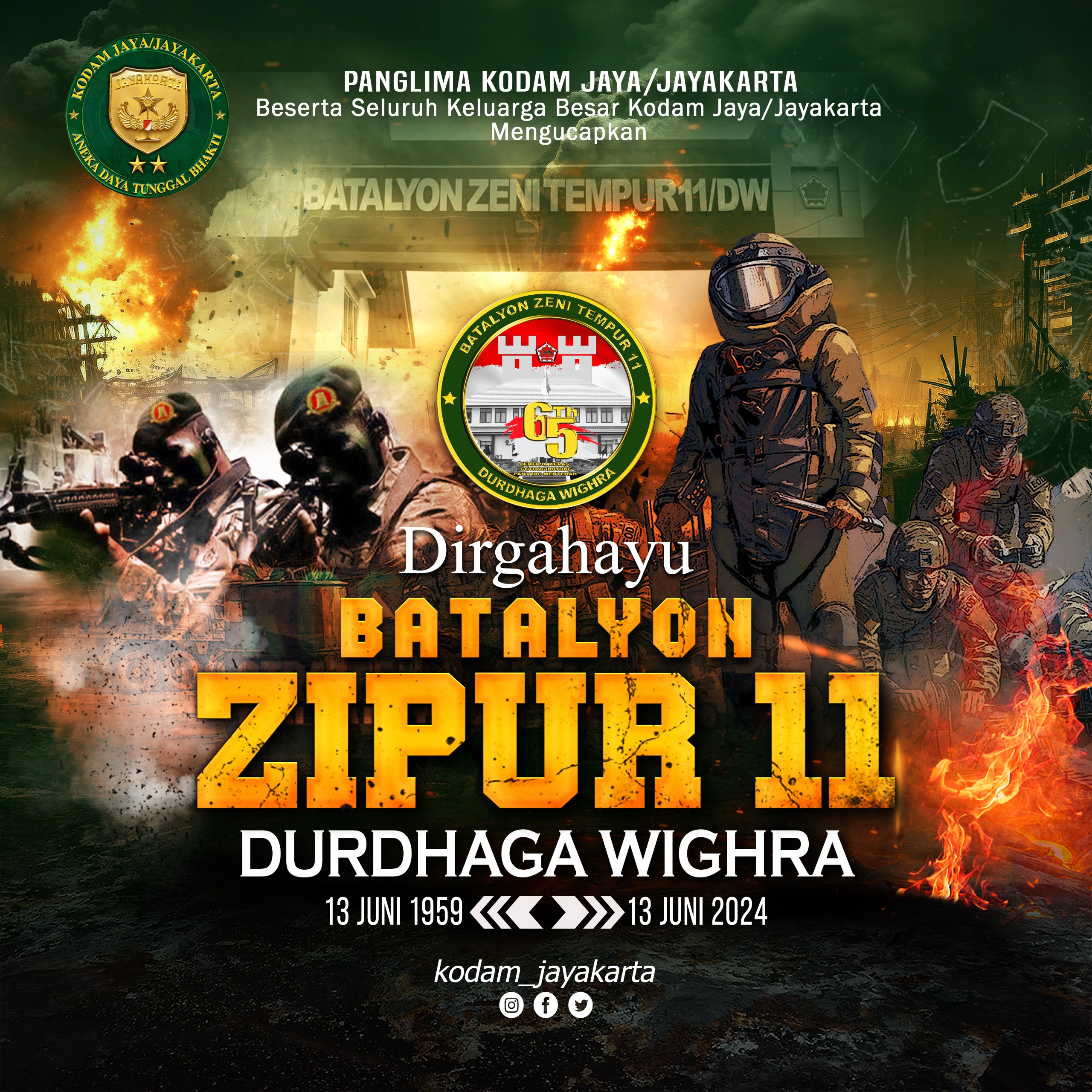 Dirgahayu Batalyon Zipur 11/Durdhaga Wighra