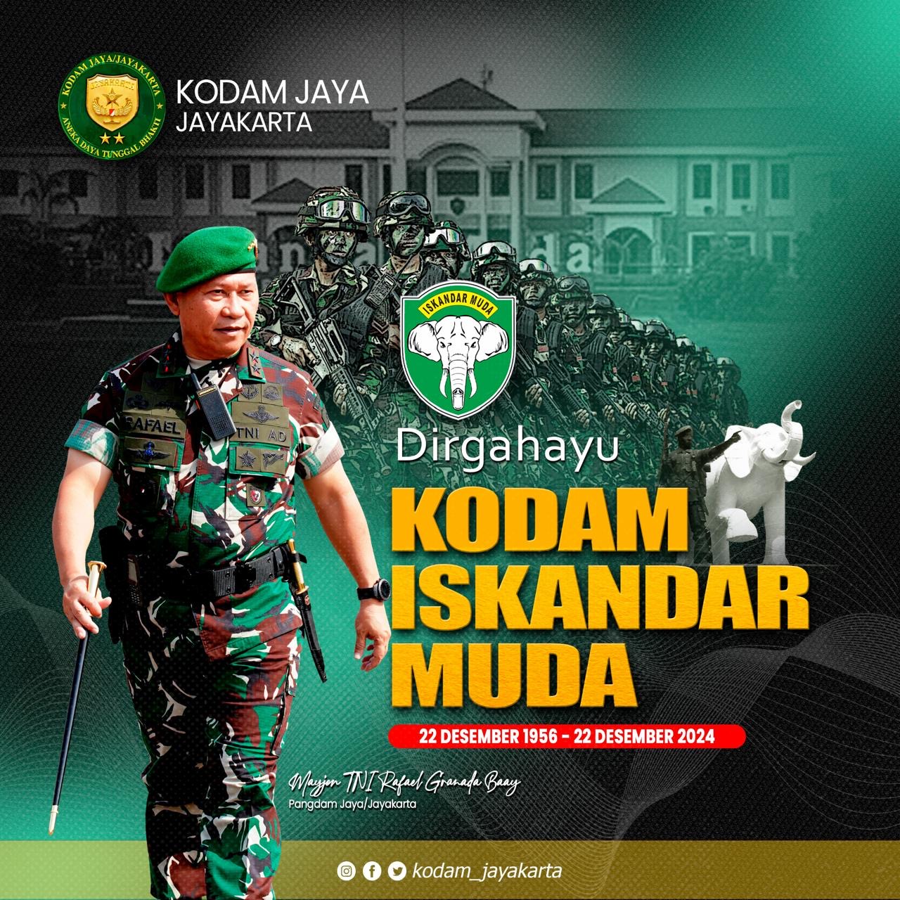 Pangdam Jaya Mengucapkan Dirgahayu Kodam Iskandar Muda