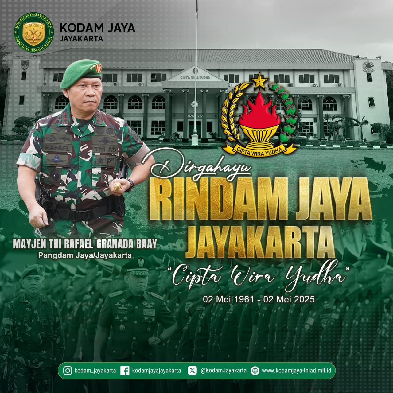 Pangdam Jaya Mengucapkan Dirgahayu Rindam Jaya/Jayakarta