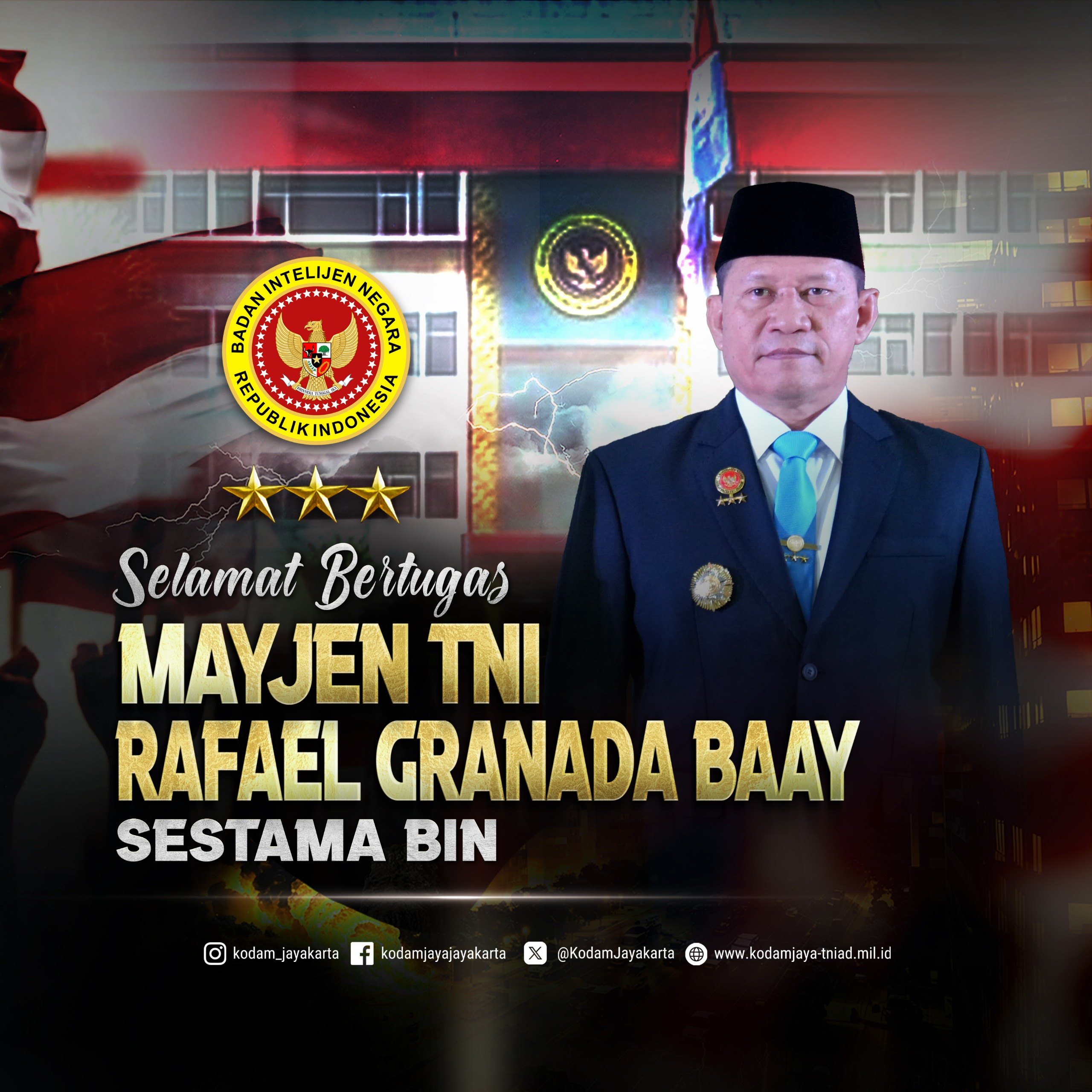 Selamat Bertugas Mayjen TNI Rafael Granada Baay Sebagai Sestama BIN