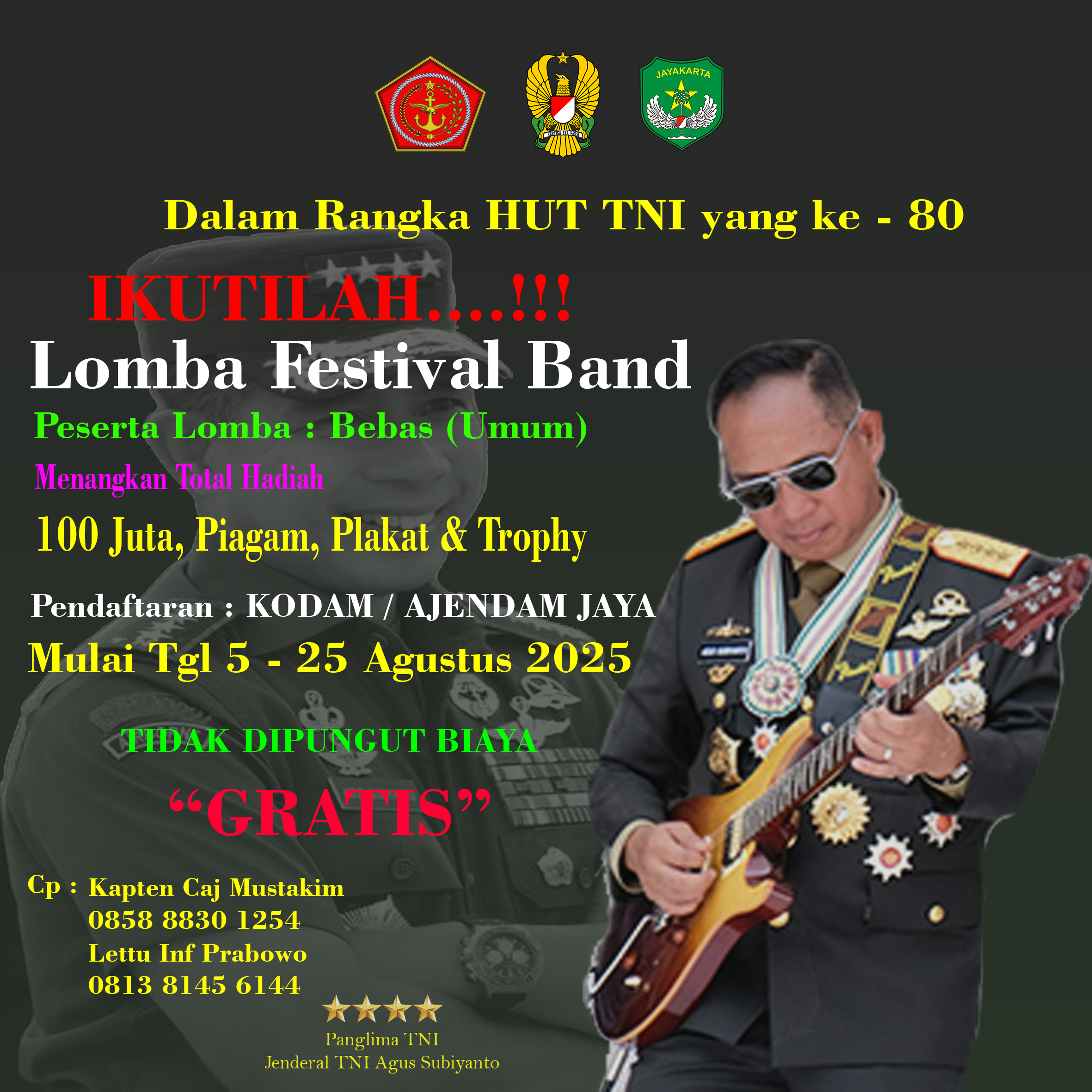 Lomba Festival Band Dalam Rangka Memperingati HUT TNI Ke 80