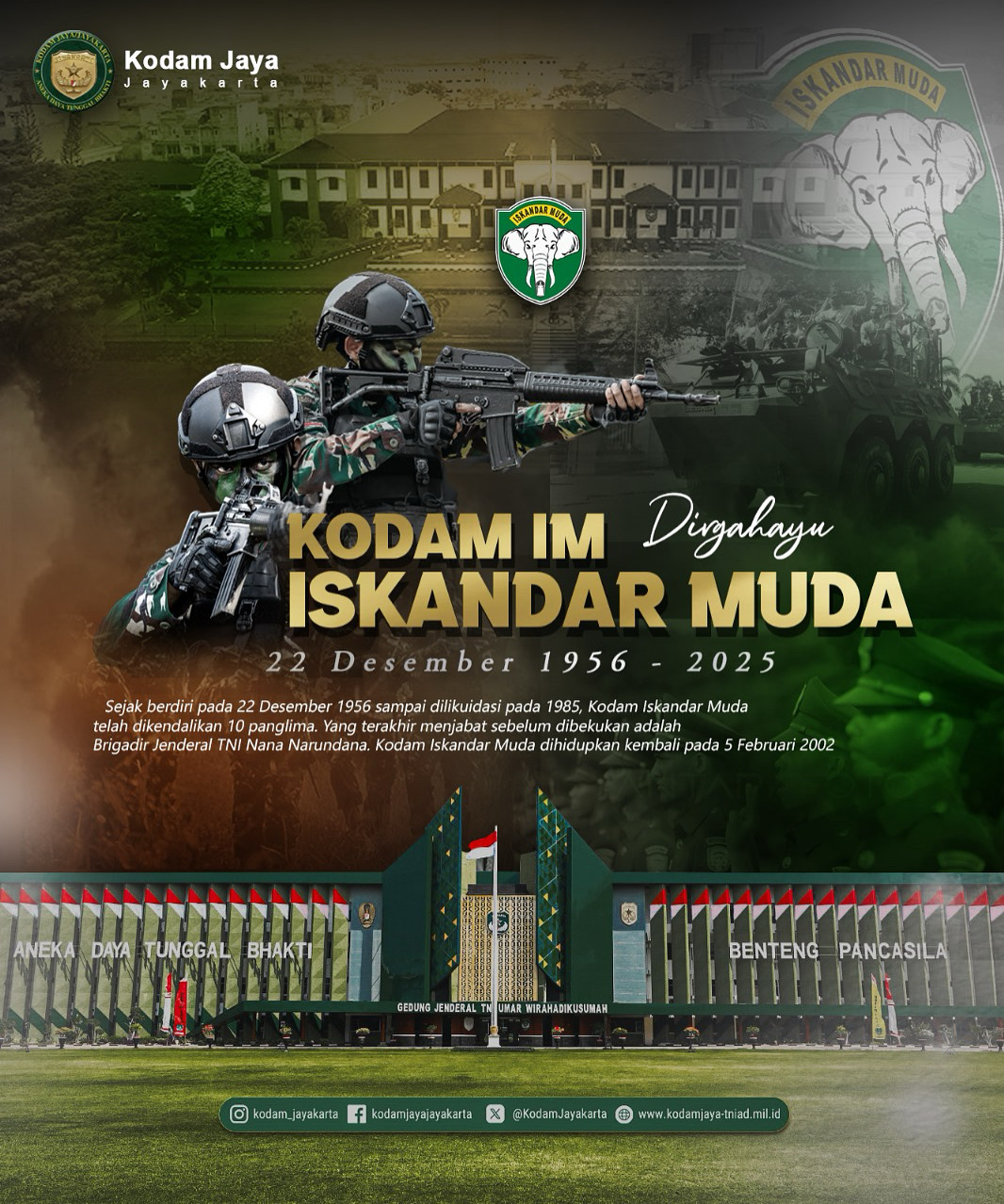 Dirgahayu Kodam Iskandar Muda