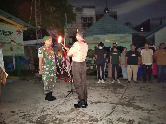 Api Unggun Saka Wira Kartika Menerangi Makoramil 04/Cengkareng 