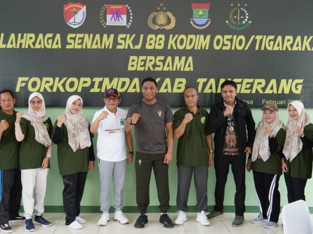 Tingkatkan sinergitas, Kodim 0510/Tigaraksa lakukan Senam SKJ 88 bersama Forkopimda