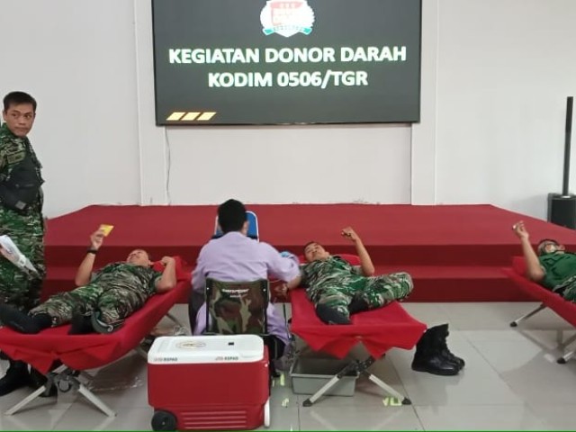 Bantu ketersedian Darah Kodim 0506/Tgr Gelar Donor Darah