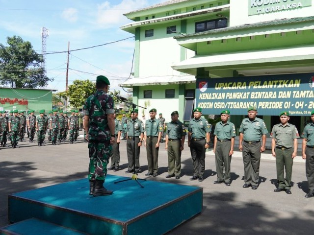 Kodim 0510/Tigaraksa Laksanakan Upacara Korps Raport Kenaikan Pangkat