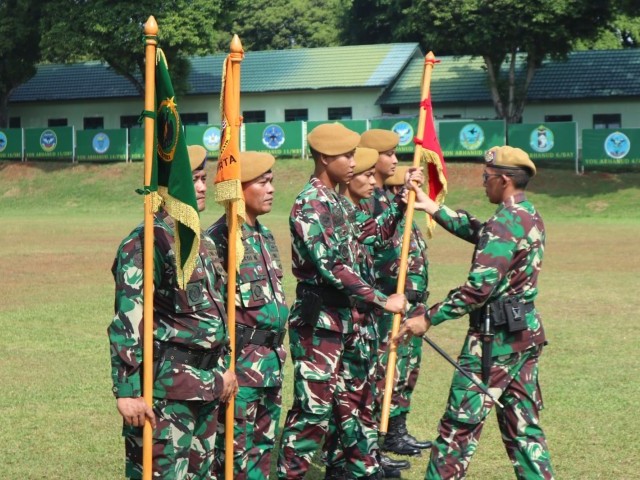 Danyon Arhanud 10/ABC pimpin Upacara reorganisasi satuan Yonarhanud 10/ABC sesuai Orgas Yonarhanud 515