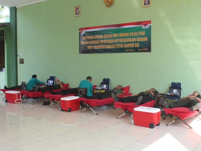 Dalam rangka memenuhi ketersedian Darah,Kodim 0510/Tigaraksa bersama RSPAD gelar donor Darah