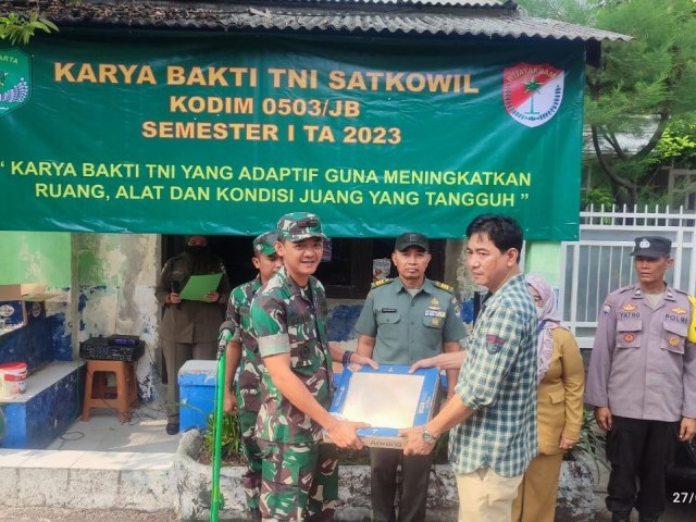 Danramil 01/Tamansari Pimpin Apel Karya Bakti TNI Satkowil Semester I TA 2022
