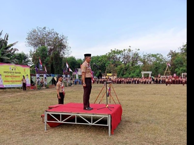 Danramil Gelar Pembukaan jambore Pramuka Kwarran Tingkat Kecamatan Pebayuran