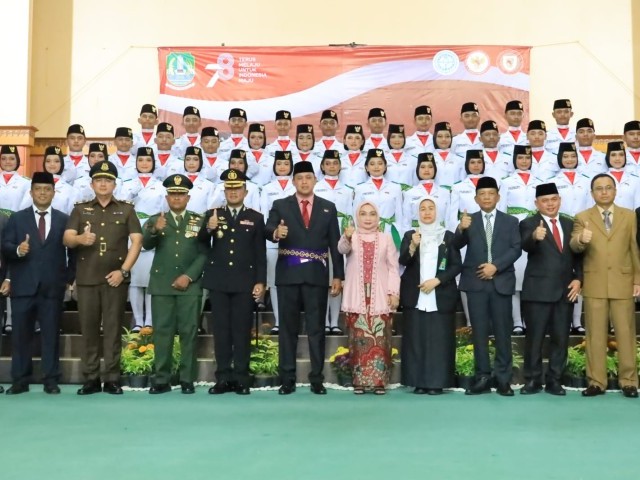 Pasiops 0507/Bekasi Bersama Forkopimda Hadiri Acara Pengukuhan Paskibraka Tingkat Kota Bekasi Tahun 2023