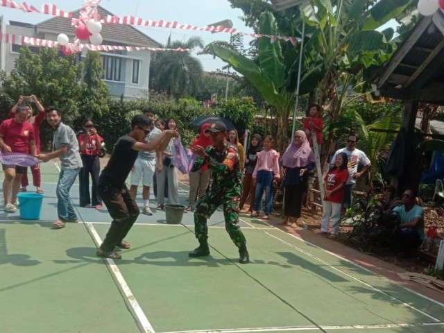 HUT RI Ke 78, Babinsa Sertu Panca Aprianto Ikut Lomba Bersama Warga Binaan