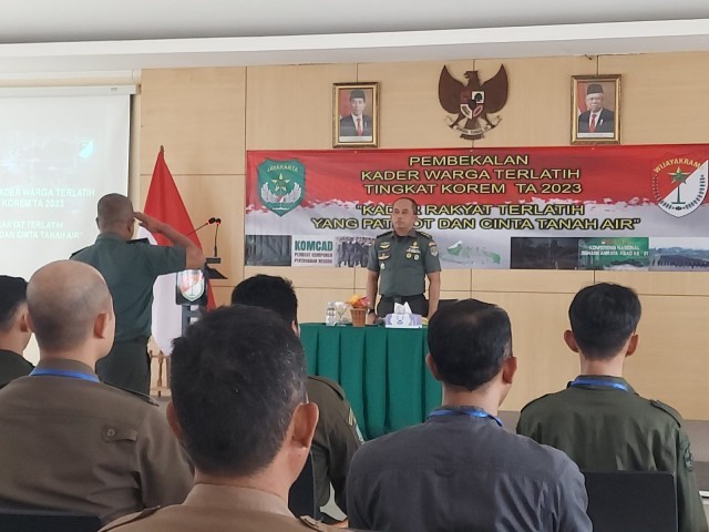 Korem 052/Wijayakrama Berikan Pembekalan Kader Warga Terlatih