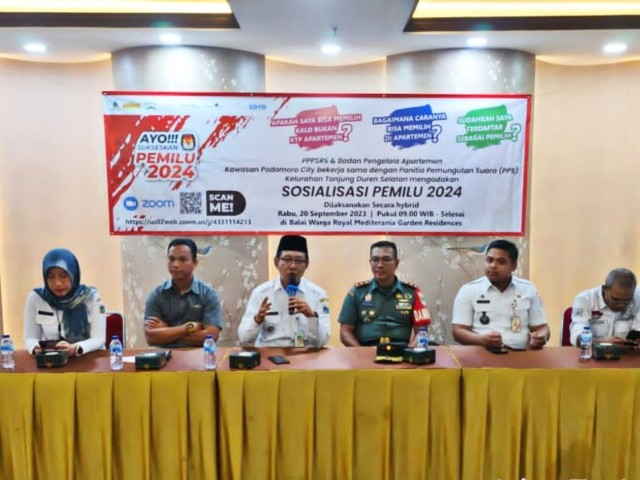 Jelang Pesta Demokrasi, Danramil 03/GP dan Camat Grogol Petamburan Hadiri Sosialisasi Pemilu Tahun 2024