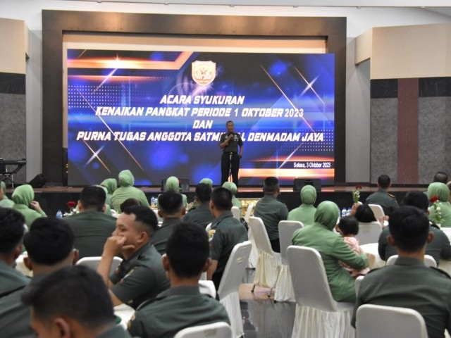 Laporan Korps dan Syukuran Kenaikan Pangkat Personel Denmadam Jaya