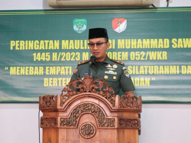 Korem 052/Wijayakrama menggelar peringatan Maulid Nabi Muhammad SAW 1445 H/2023 M