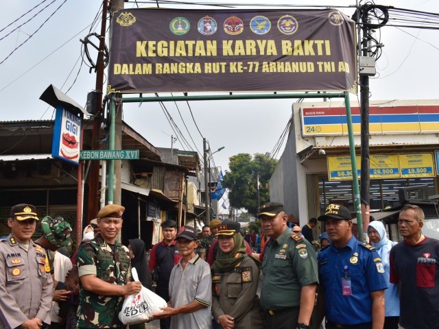 Danmen Arhanud 1/F Pimpin Bakti Sosial dan Karya Bakti, Dalam rangka memperingati HUT Ke-77 Arhanud TNI AD Tahun 2023
