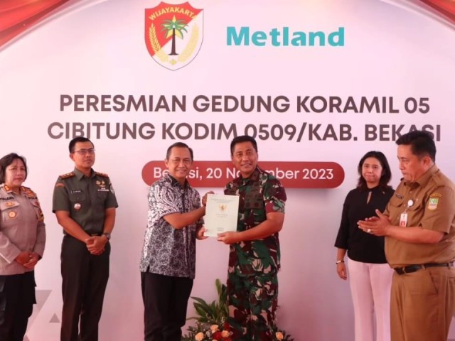 Danrem 051/Wkt Menghadiri Penyerahan Gedung Koramil 05/Cibitung dari PT. Metropolitan Land Tbk