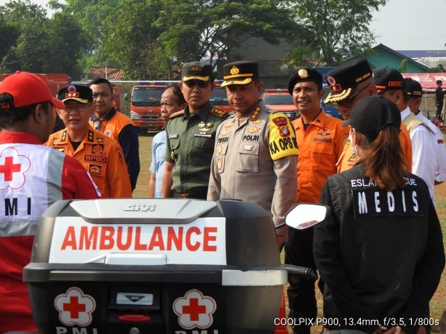 Dandim 0509/Kab.Bekasi Bersama Forkopimda Hadiri Apel Kesiapsiagaan Bencana Hidrometeorologi