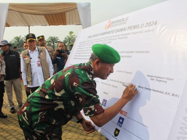Kasdim 0510/Tigaraksa Hadiri Apel Siaga Dan Deklarasi Pemilu Damai 2024