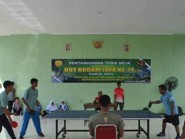 Meriahkan HUT Kodam Jaya, Kodim 0510/Tigaraksa Gelar Turnamen Tenis Meja