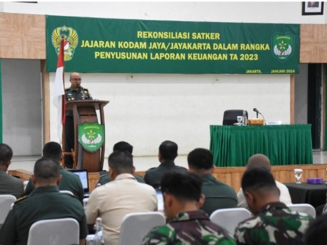 Asrendam Jaya Pimpin Langsung Kegiatan Rekonsiliasi Penyusunan Laporan Keuangan Kodam Jaya TA. 2024