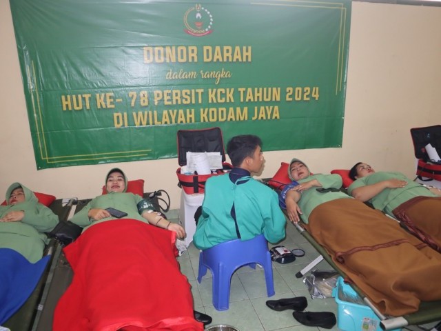 HUT Ke-78 Persit Kartika Chandra Kirana: Kodim 0504/JS dan Persit KCK Cab XVIII Gelar Donor Darah 