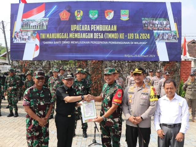 TMMD Ke-119 Kabupaten Bekasi Resmi Dibuka di Kertamukti