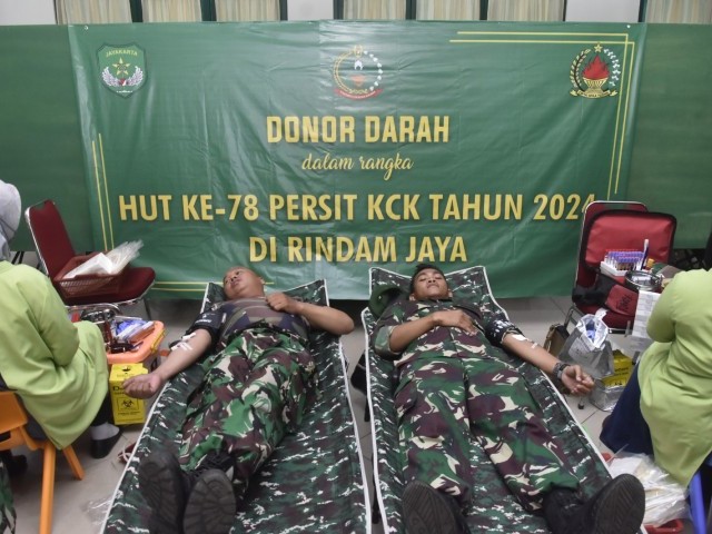 Rindam Jaya Gelar Kegiatan Donor Darah Dalam Rangka HUT Persit Ke 78 Tahun 2024