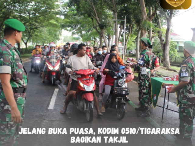Jelang Buka Puasa, Kodim 0510/Tigaraksa Bagikan Takjil