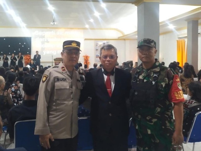 Koramil 06/Trs Bersama Polri Berikan Pengamanan dan Monitoring Ibadah Jumat Agung