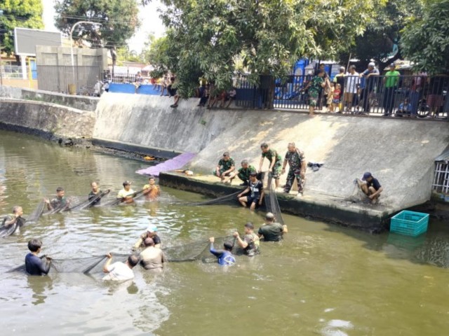 Wujud Nyata Ketahanan Pangan, Koramil 03/Grogol Petamburan Panen Raya Budidaya Ikan Bersama Warga Masyarakat