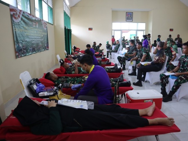 Kodim 0504/JS Gelar Kegiatan Baksos Donor Darah Dalam Rangka HUT ke-79 TNI