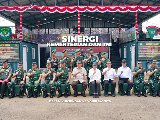 Pangdam Jaya Dampingi Menhan RI Tinjau Pembangunan Yonif TP 843/PYV Kodam Jaya